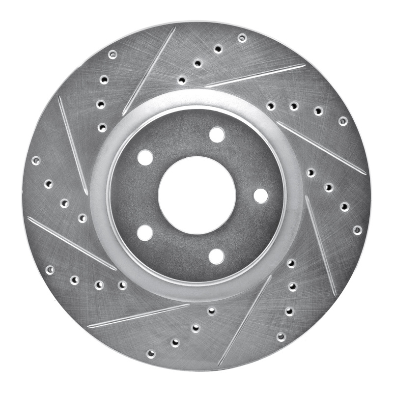 Nissan Juke Brake Rotor (1) - Front Left - R1 Concepts - Drilled & Slotted - Silver - `07-`17